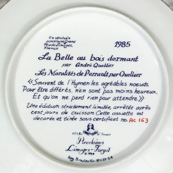 LIMOGEA-TURGOT VINTAGE LA BELLE AU BOIS DORMANT - Picture 3 of 3